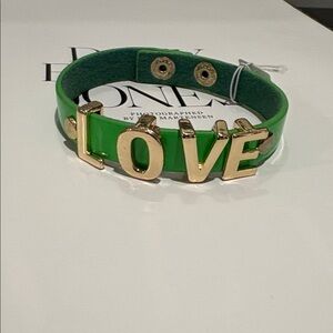 💚 LOVE Patent Green Bracelet with Gold LOVE Letters